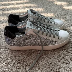 P448 Women's Silver Glitter Sneakers